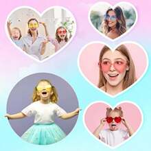 6pcs/12pcs Heart Shaped Party Glasses, Black Fashionable Rimless Heart Shaped Glasses, Fun Heart Shaped Glasses Suitable As Party Favors, Christmas