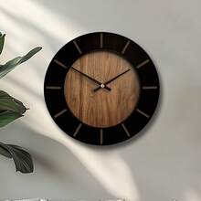 Dekorative runde Holz Wanduhr, künstlerische geräuschlose Batterie-betriebene Uhr Dekoration für Zuhause 14 16 18 Zoll Vintage Holz Uhr Heimdekoration für Küche, Wohnzimmer, Schlafzimmer, Büro - Holzfarbe + Schwarz - Übersicht 4