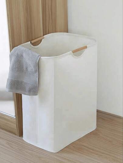 1 pieza Cesta de lavandería de unicolor, cesta de lavandería plegable de mano blanca para el hogar, ropa, pantalones, zapatos, jeans, botas, faldas, cesta de lavandería, cesta de lavado, organizador de baño, cesta, cesta de almacenamiento, cesta de lavandería plegable