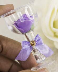 Souvenirs Chalice / Cup With FLOWER 15 Years, Wedding, Anniversary Celebration Church Or Couples Meeting - 25 Units - 紫丁香花 - 查看 3