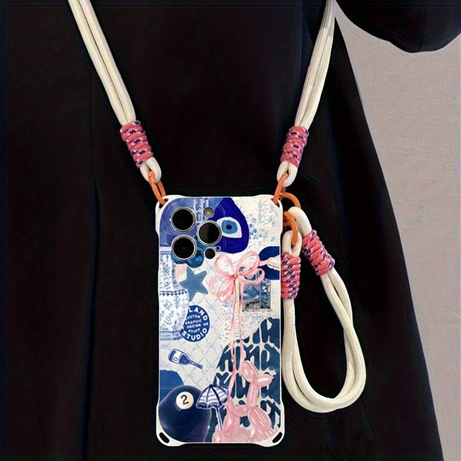 Funda para teléfono (1 unidad): Funda moderna a prueba de golpes en las cuatro esquinas con correa cruzada para colgar al cuello. Suave y compatible con las series 12, 13, 14, 15, 16 Pro y Pro Plus. Diseño novedoso. - Blanco marfil - Ver 1