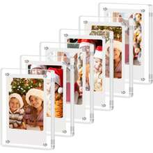 6pcs/Pack Acrylic Magnetic Photo Frames, Suitable For Refrigerator, Clear Photo Frame, Fits Mini Instant Photos, 2.36 X 3.54 Inch Wallet-Sized Refrigerator Magnetic Frames - Multicolor - View 10
