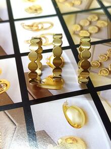 1 Stück minimalistischer geometrischer Design Edelstahl Paarring, elegante Goldfarbe, einzigartiges Geschenk, geeignet für den täglichen Gebrauch