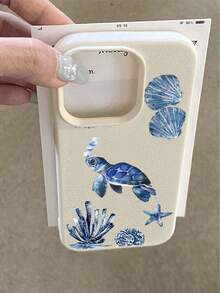 1 pieza Funda de teléfono suave, impermeable, a prueba de golpes y antideslizante con diseño minimalista de coral y caracol marino, compatible con Apple y otros teléfonos - Multicolor - Ver 3