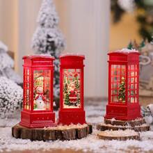 LED Illuminated Christmas Telephone Booth Ornament, Resin Indoor Snowman Christmas Tree Decor, Christmas Party Decoration, Xmas Lighting Up Toys And Gifts,Christmas - Multicolor - View 9