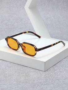 1PC 欧美风格小方形极简窄框 Ins 经典铆钉配饰夏季女士时尚眼镜适合夏季海滩篝火派对、礼物、复古街头风格、驾驶、户外旅行、派对、舞台表演、旅行配件、海滩。矩形