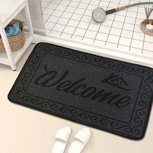1pc Black "Welcome" Slogan Pattern Doormat - Machine Washable, Durable Polyester Material Suitable For All Seasons, Ideal For Entryway, Kitchen, Bedroom - Perfect Housewarming Gift And Everyday Home Decor, Welcome Mat For Front Door, Bathroom, Kitchen - Multicolor - View 12
