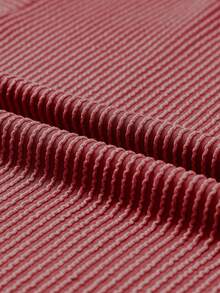 CILKOO 女士休闲宽松条纹短袖T恤，春夏款 - 酒紅色 - 查看 10