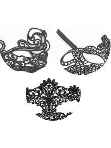 10pcs Lace Mask For Masquerade Party Performance, Soft & Skin-Friendly Sexy Ladies Mask (Random Style) Halloween - Black - View 6
