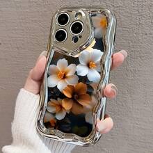 Funda de teléfono 1 pieza adecuada para 16 ProMax/16Plus/16Pro/16, 15/14/13/12/11 nuevo patrón de moda galvanizado en forma de onda - Plateado - Ver 3