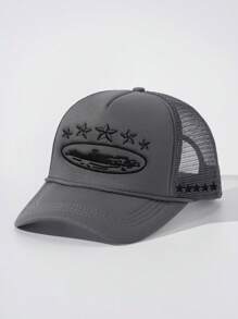 1 Stück Herren Outdoor Baseballcap mit fünfzackigem Stern Stickmuster und Netzstoff, verstellbarer Sonnenschutz Lässig Hut für Frühling Herbst Reisen Strand, Urlaub, Y2K Stil, geeignet als Valentinstagsgeschenk