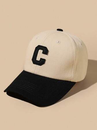 1 pieza Gorra de béisbol vintage con logotipo en C de colores en bloque, versátil y de moda