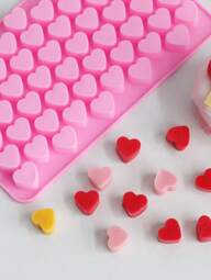 1 pieza Molde de silicona con diseño de corazón, molde de silicona rosa de 55 rejillas para manualidades DIY