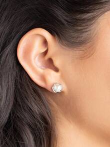 1 Pair Of Faux Pearl Earrings For Women, Suitable For Daily Wear - Silver - View 3