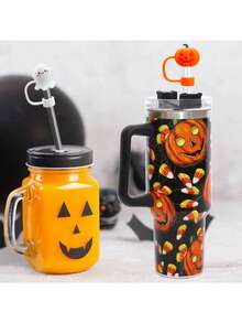 15PCS 10mm/0.4in Silicone Straw Toppers Cup Accessories For 30/40 Oz Tumbler With Handle, Love Shack Fancy Straw Cover For Cup, Cute 3D Halloween Straw Topper For Holiday, Reusable Straw Cover Cap For Cup