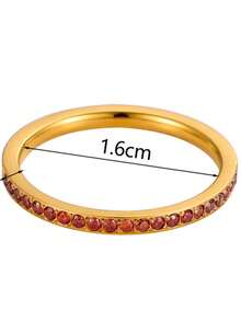 1pc BirthStone Ring 12 Month Color Zirconia Inlaid Rings For Women Stainless Steel PVD Plated Gold Color Engagement Wedding Jewelry - Ring - View 15