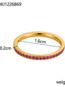 1pc BirthStone Ring 12 Month Color Zirconia Inlaid Rings For Women Stainless Steel PVD Plated Gold Color Engagement Wedding Jewelry - Ring - View 25