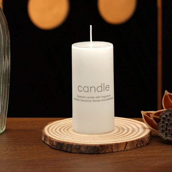 1pc Cylindrical Pure White Scented Candle, Simple Style, Suitable For Easter And Other Festivals