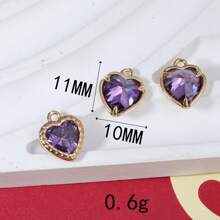 1 pieza/4 piezas/6 piezas Colgante con borde en forma de corazón y circonita, Colgante con dije colorido para pulsera DIY, collar, decoración de joyería