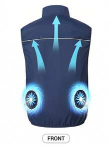 夏季清凉背心空调扇背心降温神器户外清凉背心降温空调服透气清凉夏季背心拉链款USB供电（不含充电宝）3档可调配2个9叶风扇常规长度