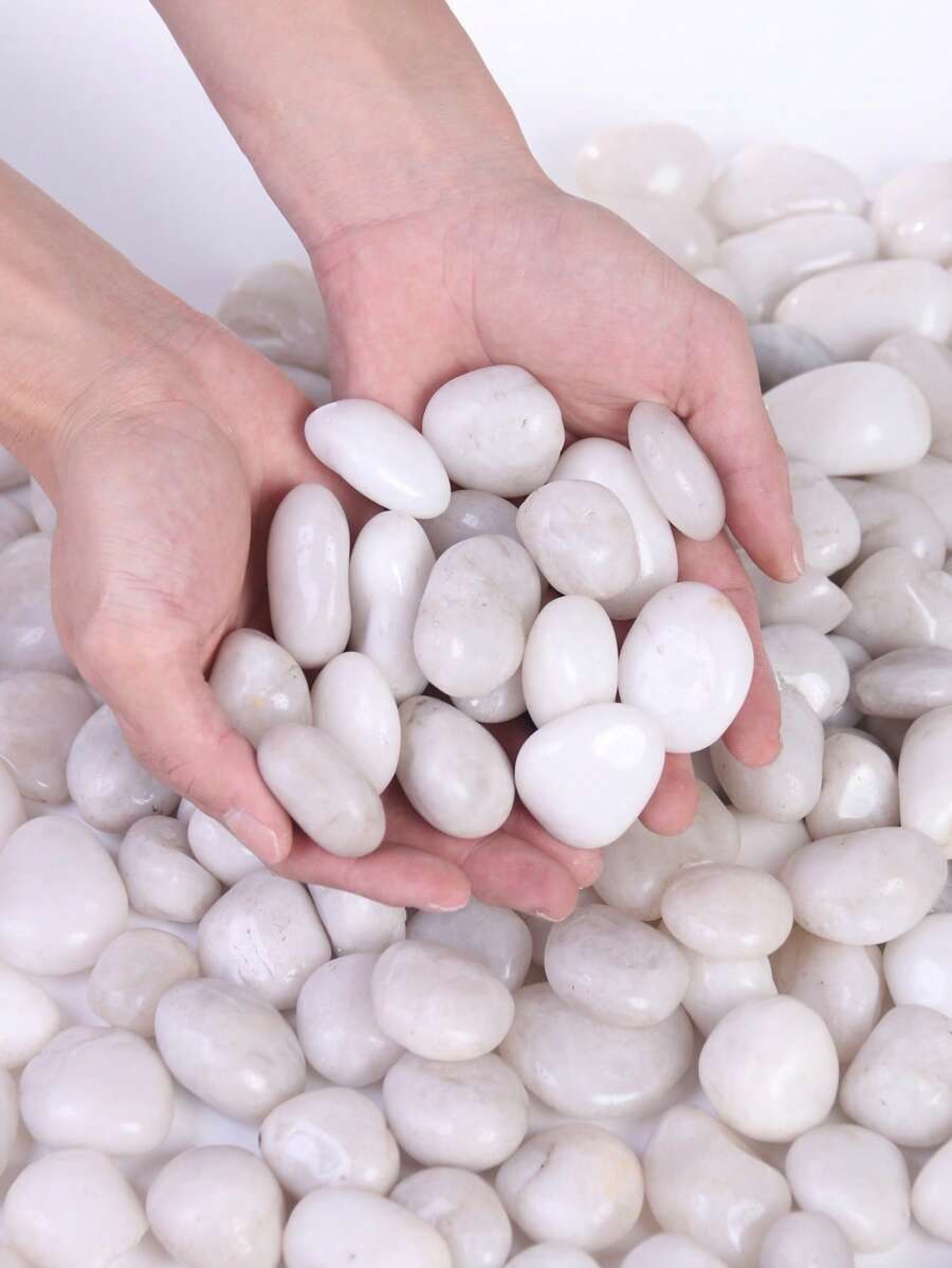 Pebles decorativos blancos adecuados para jardines y hogares - Piedra natural pulida de 2-3cm, adecuados como macetas de flores, jarrones, acuarios, peceras y decoraciones navideñas para interiores y exteriores. Muy adecuadoscomo piedra pavimentada para terrazas, balcones y jardines de patios.