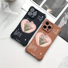 Caja del teléfono 1PC Love Tulip Pattern Design Four Corners Hangable Phone Case Adecuado 15 Plus 14 Pro 12 16 13 TPU Todo incluido Frosted Soft - Colores mixtos 1 - Ver 4