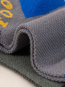 随机10双儿童袜子春夏季薄款网眼短袜男童袜刺绣汽车提花足球字母运动袜柔软透气舒适适合上学日常穿着 - 彩色 - 查看 5