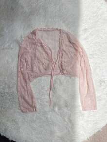 1 chiếc áo khoác mỏng nhẹ mùa hè dành cho nữ, áo choàng dệt kim màu trắng để che tay áo khi mặc cùng váy. - Nhiều màu - Xem 7