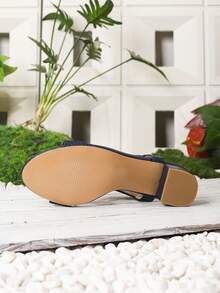 女式高跟凉鞋：罗马风格粗跟露趾松紧带波西米亚设计 - 寶藍色 - 查看 6