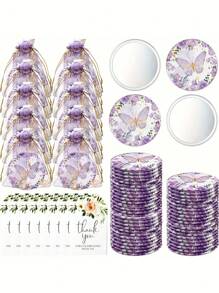 Set de regalo de espejos con diseño de mariposa, incluye 10 espejos con estampado de mariposa, 10 bolsas de organza, 10 tarjetas de agradecimiento con diseño floral. Ideal como recuerdo para bodas, despedidas de soltera, fiestas de cumpleaños y fiestas con temática de mariposas. Disponible en 3/15/30 piezas