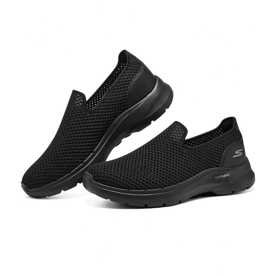 Skechers 男式 GO WALK 6 一脚蹬休闲步行鞋，894186 - 全黑色 - 查看 1