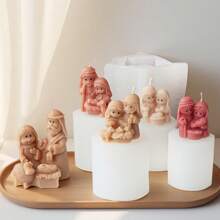Molde de Silicone da Cena de Natividade, Vela de Cera Perfumada da Família Religiosa, DIY Mini Família de Jesus em Epóxi, Ferramenta de Artesanato de Arte Religiosa, Molde de Figurinha 3D para Decoração do Lar