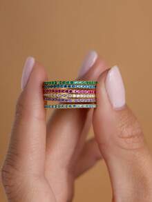 1pc BirthStone Ring 12 Month Color Zirconia Inlaid Rings For Women Stainless Steel PVD Plated Gold Color Engagement Wedding Jewelry - Ring - View 2