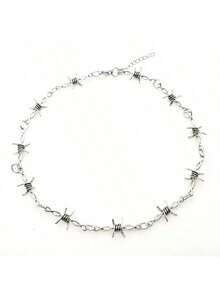 Collana girocollo in ferro piccolo a filo spinato, stile unisex, stile hip-hop gotico punk, piccole spine ramificate, regalo