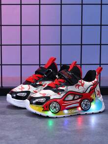 MGO Kidss MGO Kids 2025秋季新款儿童汽车卡通LED发光运动鞋男童女童夜光跑步鞋薄款透气运动鞋1-3-6岁