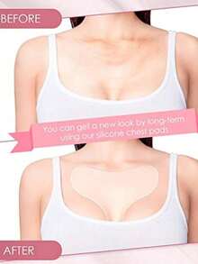 可重复使用胸垫硅胶透明去除贴片面部皮肤护理胸垫美容和个人护理工具亲肤胸部皱纹贴片，自粘式隔夜胸部贴片，使您的皮肤焕发活力 - 减少女性和女孩的衰老迹象