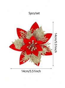 50 件圣诞树装饰（带夹子）、人造花、假圣诞花、闪光人造圣诞花、DIY 花环、家居装饰、婚礼派对、万圣节礼物、家居装饰、礼品包装节日派对装饰、圣诞节/节日/季节性/婚礼圣诞树装饰、闪亮冬季灌木装饰 - 彩色 - 查看 3