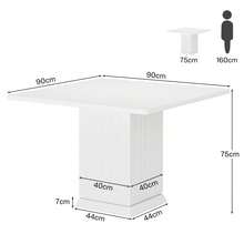 Tribesigns 90cm White Square Dining Table With 2 Placemats – Sturdy Pedestal Base For Dining Room, Living Room, And Kitchen - White - View 2