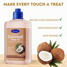 1瓶260毫升椰子身体油，舒缓按摩油，滋养、柔嫩、修复肌肤，温和去角质，快速吸收，保湿，告别干燥粗糙，提升肌肤光泽，令肌肤光滑柔嫩，放松身心，带来愉悦体验，轻盈不油腻，男女皆宜。 - 彩色 - 查看 8