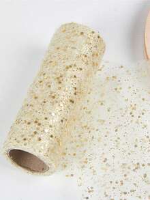 1pc Glitter Tulle Roll, Sparkling Tulle Ribbon, 15cm*914cm Fabric Ribbon, Including Cream, Black, Gold, Purple, Pink, Silver, Rose Gold And White Styles, Organza Tulle Scroll, DIY Craft Supplies, Wedding Decorations, Everyday Party Accessories, Birthday Party Supplies, Banquet Decorations, Wedding Chair Decorations,Wedding Ceremony Party Decorations - Multicolor - View 4