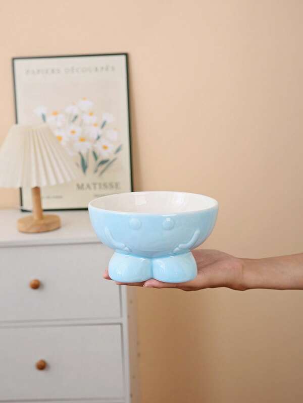 1pc New Arrival Hot Ceramic Cat Bowl, Simple & Elegant Cat Food Bowl, Cute Dog Bowl, Elegant Design Pet Bowl Suitable For Small Pets, Water Bowl, Back To School