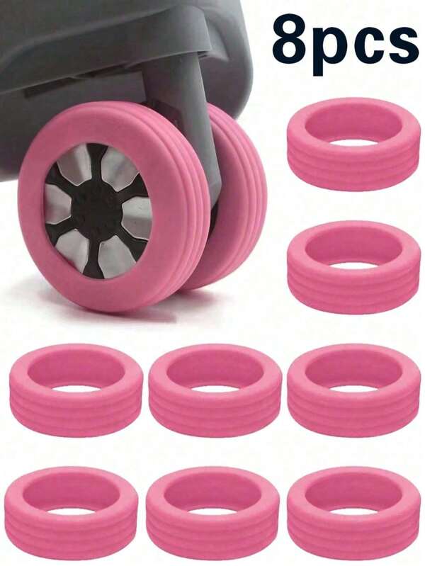 Set de 8 cubiertas de silicona para reducir el ruido de las ruedas de maletas y equipaje, cubiertas de ruedas para sillas de oficina, accesorios de viaje, adecuadas para la temporada de vacaciones, regreso a la escuela y productos de mini viaje