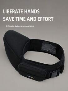 rooya baby 1pc Baby Black Waist Stool Infant Carrier Backpack Lightweight Breathable Sitting Stool Hipseat 2-In-1 Carrying Front Back Wear Baby Carrier For Newborns, Suitable For Outdoor Daily Use