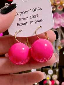 2 pares/set o individual Pendientes de óvalo geométrico de resina acrílica de colores tipo macaron para mujeres, diseño minimalista adecuado para primavera/verano, citas, fiestas, ir y venir, multiocasiones - Redondo multicolor - Ver 3