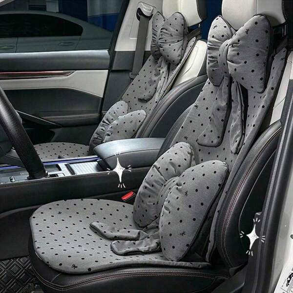 Four Seasons Universal Car Seat Cushion Polka Dot Bow Breathable And Comfortable Car Seat Cushion Fashion Light Luxury Car Seat Cushion Driver Seat Cushion Car Comfortable Seat Cushion Temperament Simple And Exquisite Style Showing Unique Lady Temperament