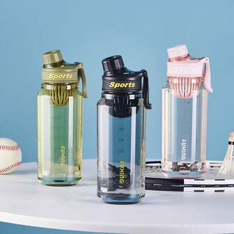 1 件简约运动水壶，便携式塑料杯带茶滤，适合学生、户外、健身，高品质设计