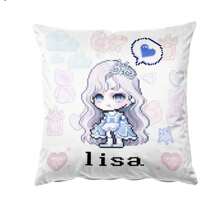 1pc Pixel Art Print Throw Pillow Cover, Y2K Style Pixel Character Polyester Cushion Cover, Rectangular Customizable Name Pillowcase, Suitable For Bedroom, Living Room, Study, Best Gift For Her