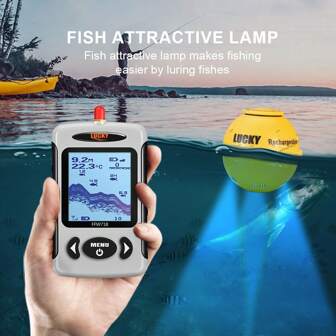 Buscador de peces inalámbrico portátil LUCKY FFW718LA, detección de profundidad de 150 m, pantalla de 2.2 pulgadas, sensor de sonar, equipo de pesca