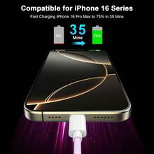 3.3英尺/6.6英尺 USB-C 转 USB-C 数据线，60W Type-C 充电器，C 转 C 充电线，兼容 Apple 16/16 Pro Max/15 Plus/15 Pro Max，Galaxy S25/S24/S23/Note 20， - 彩色 - 查看 6