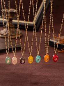 1 件精致时尚的不锈钢锆镶嵌水滴形吊坠项链，适合女性自由搭配日常服饰，适合度假休闲和日常佩戴。女士珠宝。 - 彩色 - 查看 10